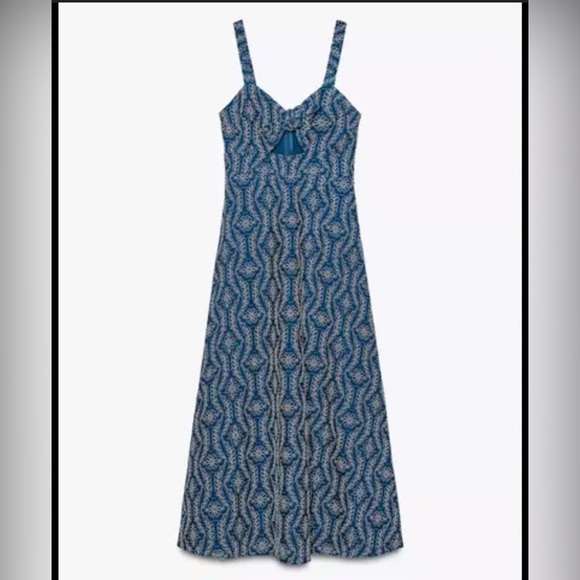 Zara MIDI DRESS WITH RUBBERIZED OPENWORK EMBROIDERY - Picture 5 of 7